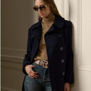 BNWT Authentic Ralph Lauren Collection Logan ouble-Faced Wool-Cashmere Peacoat